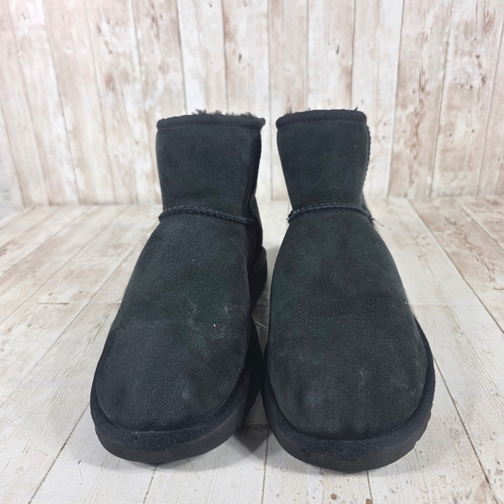 UGG Classic Mini II Black Suede‎ Sheepskin Ankle Boots 1016222 Womens 8 - Picture 4 of 8